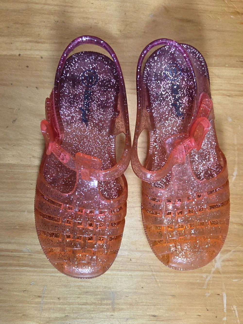 Cat & Jack Glitter Jelly Sandals - Pink Orange